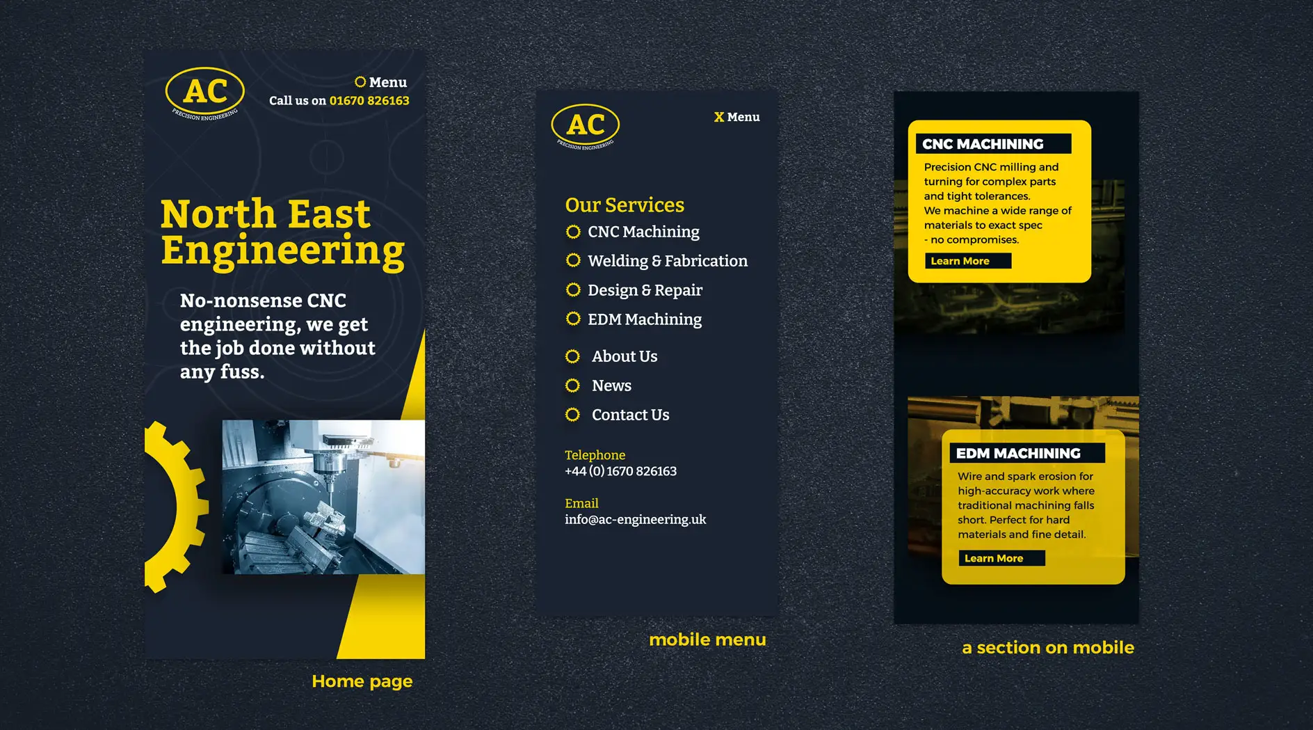 Web Design and Web Development for AC Engineering in Bedlington, Northumberland, England