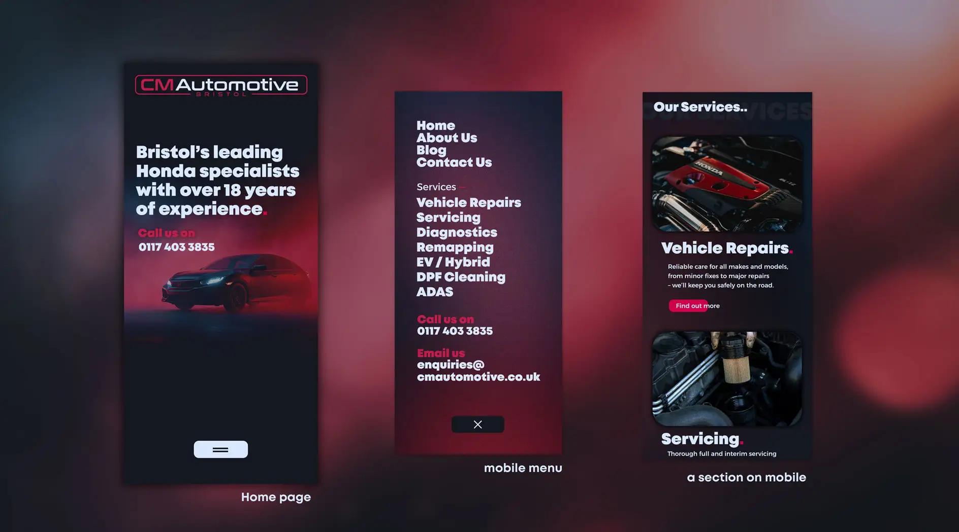 Web Design for CM Automotive Bristol